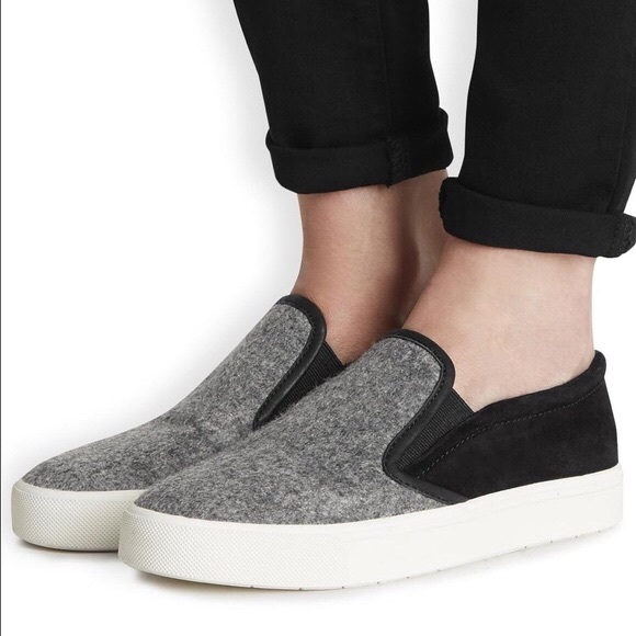 Vince Shoes - Vince Grey Black Suede Felt Slipons